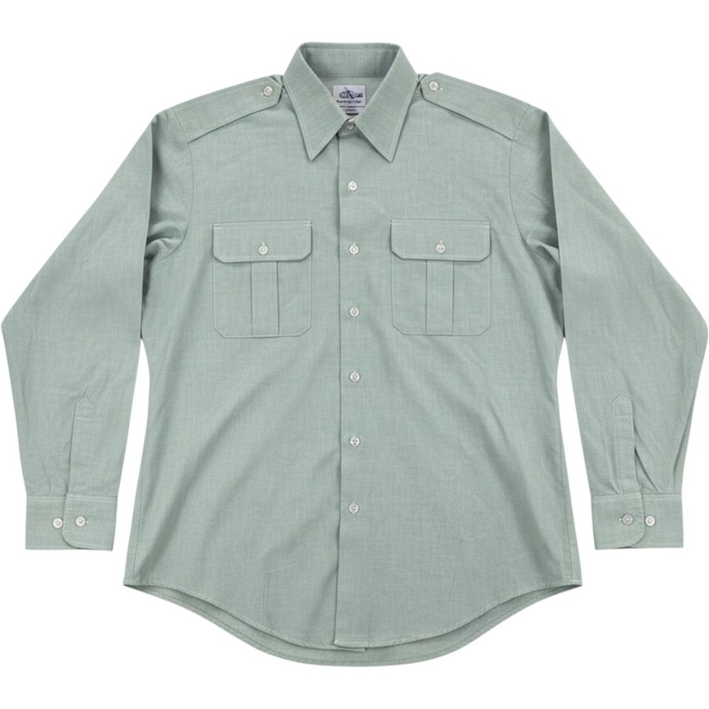 DSCP Military Dress Shirt 16 x 34/35 AG-415 Mint Green Long Sleeve Epaulets